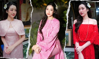 Hoa hậu Đỗ Mỹ Linh khoe nhan sắc ngày càng mặn mà với loạt áo dài cách điệu đón Tết