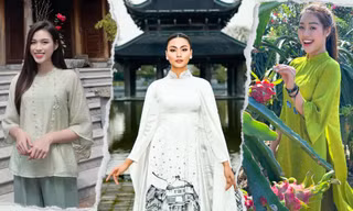 Hoa hậu Thùy Tiên, Đỗ Thị Hà khoe nhan sắc đằm thắm đi lễ chùa đầu Xuân
