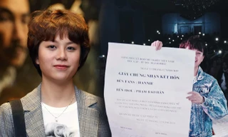 Bảo Hân chuẩn bị giấy chứng nhận kết hôn ký với cộng đồng người hâm mộ để bày tỏ tình cảm với fan. 