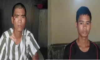 Đối tượng Kpă Nhuân (phải) và Ksor Trương tại cơ quan công an - Ảnh: Công an Gia Lai 