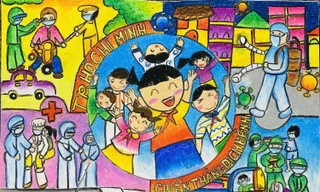 Tác phẩm: Thành phố Hồ Chí Minh chiến thắng dịch bệnh, Lương Ngọc Thảo Linh, lớp 4/1, Trường Tiểu Học Lương Thế Vinh 1, TP Thủ Đức, TPHCM.