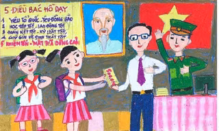 Một trong những bức tranh đạt giải đợt 2 cuộc thi "“Bác Hồ với thiếu nhi - Thiếu nhi với Bác Hồ”