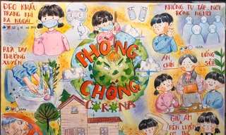 Một trong những bức tranh truyền thông điệp về phòng chống dịch bệnh của thiếu nhi Thủ đô: Tranh của em Nguyễn Mai Khánh Linh - lớp 9A trường THCS Xuân Giang, Sóc Sơn, Hà Nội.
