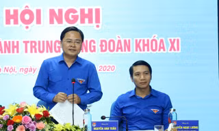 Anh Nguyễn Anh Tuấn, Bí thư thứ nhất T.Ư Đoàn, Chủ tịch T.Ư Hội LHTN Việt Nam phát biểu tại hội nghị. Ảnh: Bảo Anh