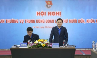 Bí thư thứ nhất T.Ư Đoàn, Chủ tịch T.Ư Hội LHTN Việt Nam Nguyễn Anh Tuấn phát biểu tại Hội nghị