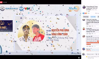 Thí sinh Nguyễn Phú Bình và Vòng Vĩnh Toàn (Trường THPT chuyên Hùng Vương, tỉnh Bình Dương) giành giải Nhất bảng C.
