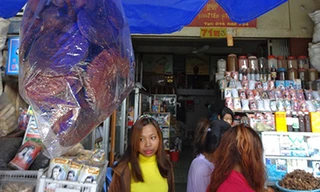 Thứ được gọi là nấm lim xanh được bán tràn lan ở Phnôm Pênh.