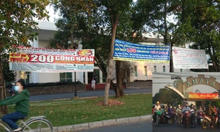 Các biển tuyển công nhân như thế này giăng đầy khu chế xuất Tân Thuận nhưng số lượng tuyển chỉ 50-100 công nhân mỗi Cty (ảnh lớn).ảnh: L.N. Công nhân đã trở lại làm việc sau kỳ nghỉ Tết ở KCN Amata (ảnh nhỏ). ảnh: Đ.M