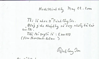 Lần đầu tiên, Khánh Ly công bố thủ bút của Trịnh Công Sơn cho phép sử dụng bài hát. Ảnh: NVCC