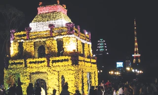 Dựng Tháp Rùa bằng hoa tại TP Đà Lạt