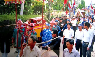 Cây đa được trồng lại trên nền móng của cây đa cũ giữa làng. ảnh: Cát Hiền