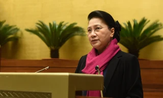 Chủ tịch Quốc hội Nguyễn Thị Kim Ngân phát biểu tại hội nghị . Ảnh QH