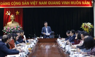 Trưởng Ban Tuyên giáo Trung ương Võ Văn Thưởng chủ trì cuộc họp. Ảnh: TTXVN