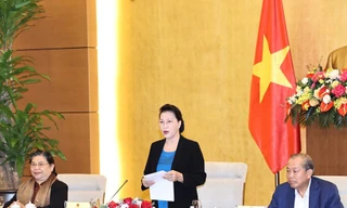 Chủ tịch Quốc hội, Chủ tịch Hội đồng Bầu cử quốc gia Nguyễn Thị Kim Ngân chủ trì Phiên họp thứ tư. Ảnh TTXVN