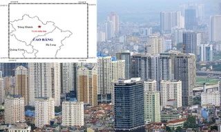 Bản đồ tâm chấn trận động đất sáng nay tại Cao Bằng (ảnh nhỏ).