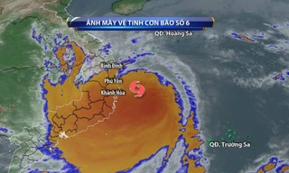 Vị trí tâm bão lúc 18 giờ hôm nay (10/11). Ảnh: VTV