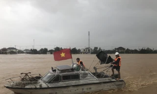 Lũ kỷ lục đã xuất hiện trên 2 sông ở Quảng Trị. Ảnh: Trung tâm Dự báo Khí tượng Thủy văn Quốc gia.