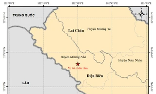 Vị trí nơi xảy ra trận động đất tại Điện Biên.