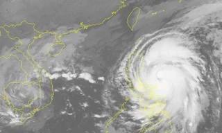 Ảnh vệ tinh chụp bão VAMCO trong sáng nay.