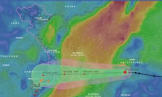 Dự báo đường đi và vùng ảnh hưởng của áp thấp nhiệt đới có khả năng mạnh lên thành bão số 12.