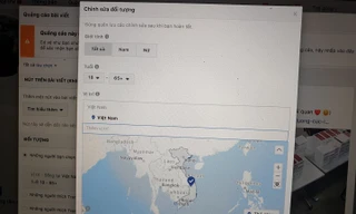 Bản đồ Việt Nam trong tính năng chạy quảng cáo của Facebook thiếu hai quần đảo Hoàng Sa và Trường Sa. 
