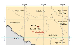 Tâm chấn trận động đất thứ 2 xảy ra hôm nay tại Mộc Châu, Sơn La. Nguồn: Trung tâm báo tin động đất và cảnh báo sóng thần.