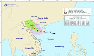 vị trí và đường đi dự kiến của bão số 2, tên quốc tế là bão MUN