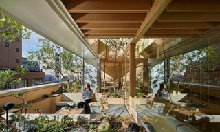 Gia chủ thông tầng 2 căn hộ chung cư để làm sân vườn cho bạn bè thưởng trà dịp năm mới