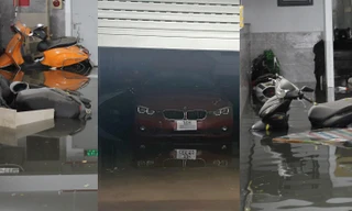 Xót xa cảnh xế sang, xe máy chìm trong hầm nhà cao tầng Hà Nội