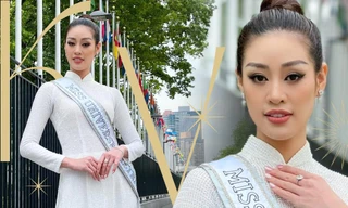 Hoa hậu Khánh Vân lần thứ 2 mặc áo dài trên đất Mỹ, thực hiện hành động ý nghĩa