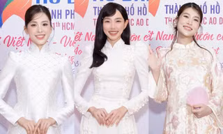 Dàn Hoa hậu Thuỳ Tiên, Trần Tiểu Vy, Đoàn Thiên Ân khoe nhan sắc 'đỉnh chóp' trong tà áo dài giản đơn