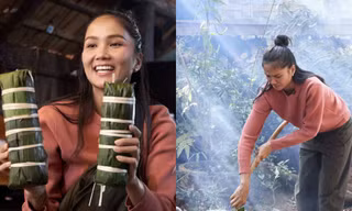 Hoa hậu H’Hen Niê gói bánh tét, tặng quà cho bà con quê nhà những ngày cận Tết Ất Tỵ