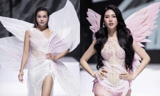 Thanh Hằng diện đầm xẻ cao quyến rũ làm vedette, Bùi Quỳnh Hoa hóa thiên thần gợi cảm diễn 'first face' 