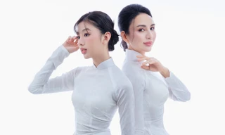 Hoa hậu Ngọc Diễm diện áo dài trắng, khoe nét tinh khôi bên cạnh một nhân vật đặc biệt sở hữu nhan sắc không hề kém cạnh