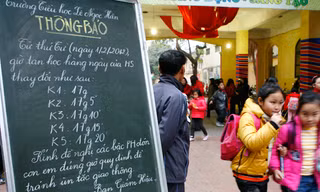 Ngày đầu đổi giờ học tại trường Tiểu học Lê Ngọc Hân. Ảnh: Hồng Vĩnh