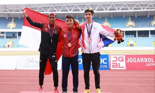 Hoàng Nguyên Thanh giành HCV marathon nam đầu tiên cho thể thao Việt Nam tại SEA Games Ảnh: Như Ý 