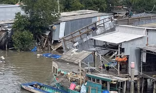 Sạt lở trong đêm ở Cà Mau, 4 căn nhà đổ sập xuống sông