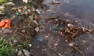 Bể đập ở nhà máy rác Cà Mau, nước thải tràn qua vuông tôm