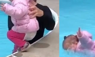 Cô giáo dạy bơi gây tranh cãi khi đẩy bé gái 1 tuổi ngã xuống bể, gọi đó là cách dạy tốt