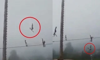 Kinh hoàng khi dây bảo hộ bất ngờ đứt, thanh niên biểu diễn đu dây rơi từ độ cao 20 mét 