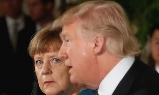 Tổng thống Mỹ Donald Trump và Thủ tướng Đức Angela Merkel trong cuộc hội thảo tại Nhà Trắng. (Nguồn: Reuters)