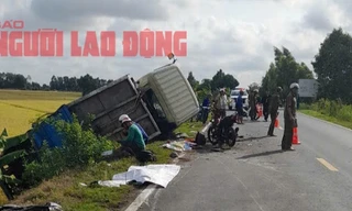 Trên đường về quê, 4 người bị xe tải chở rác tông thương vong tại Long An