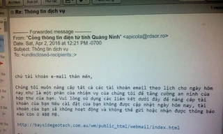 Một thư giả mạo gửi đến thư điện tử công vụ.