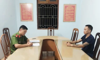 Đối tượng Nguyễn Trọng Thế tại cơ quan Công an huyện Yên Dũng ( Công an tỉnh Bắc Giang)