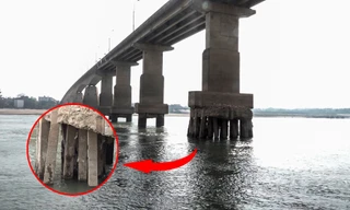 Cầu nối Hà Nội với Phú Thọ trơ trụ móng