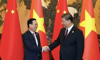 Chủ tịch nước Võ Văn Thưởng phát biểu tại Diễn đàn Vành đai và Con đường lần thứ ba. (Ảnh: TTXVN)