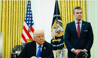 Tổng thống Mỹ Donald Trump và Bộ trưởng Quốc phòng Mỹ Pete Hegseth. Ảnh: Getty Images.