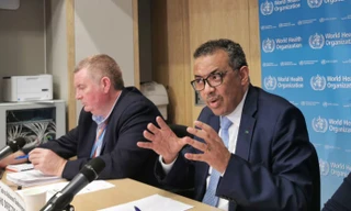 Tổng giám đốc WHO Tedros Adhanom Ghebreyesus tại một họp báo. Ảnh: Xinhua. 