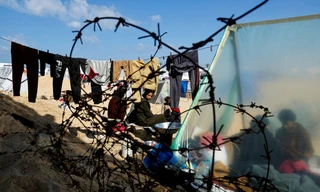 Nơi trú ẩn của người Palestine di tản ở Rafah, Gaza ngày 10/2/2024. Ảnh Mohammed Salem.