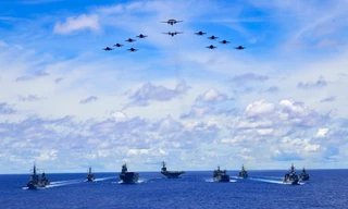 Tàu chiến Úc, Mỹ, Nhật diễn tập trên biển Đông gần Philippines. Nguồn: Bộ Quốc phòng Úc.